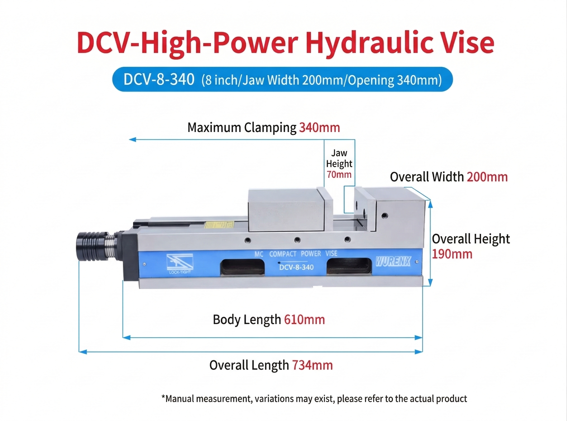 High Precision MC Hydraulic Vise 5/6/8 Inch For CNC Machining Center Mechanical Force-Multiplying Pneumatic Machine Vise