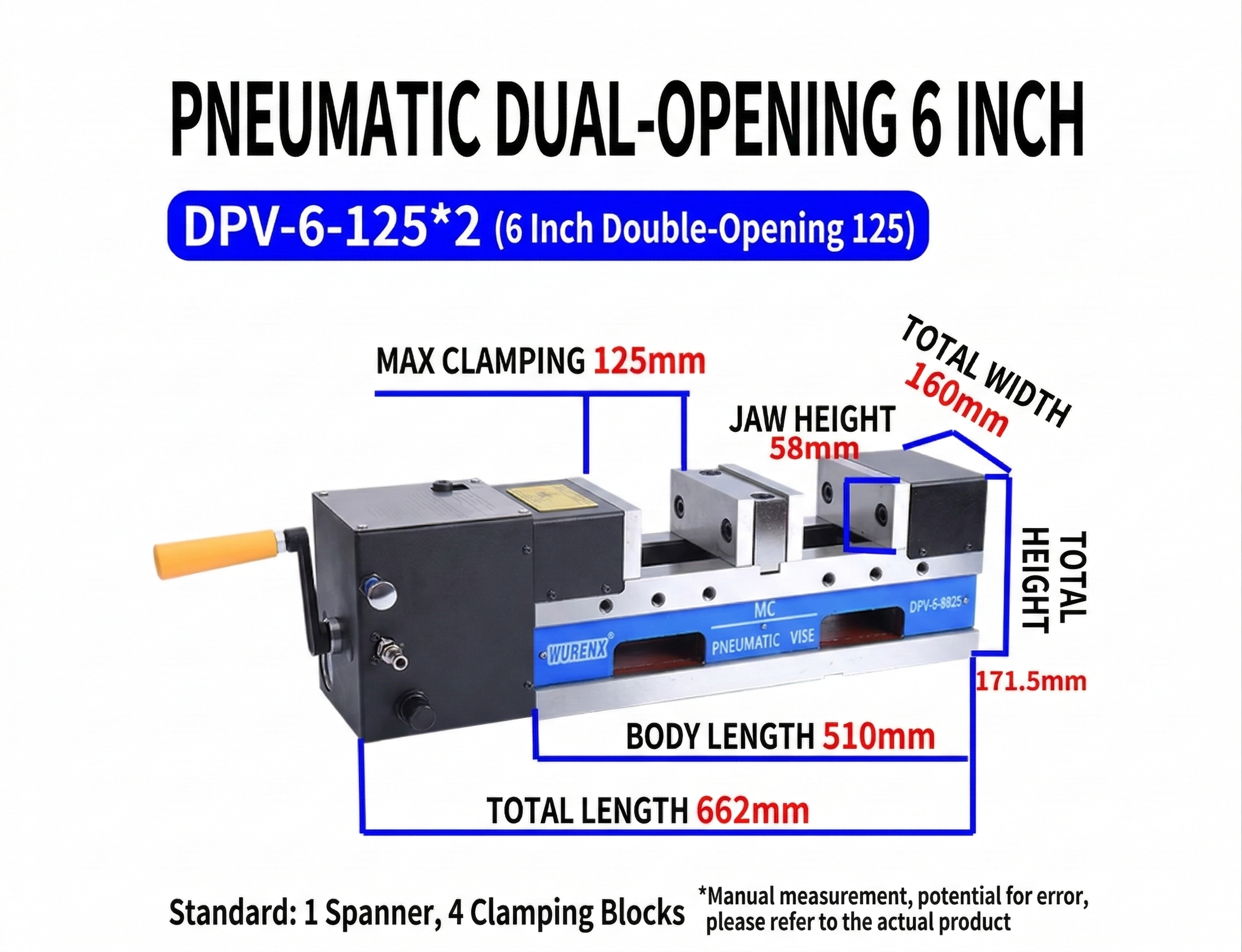 MC Pneumatic-Hydraulic Vise High Precision Flat-nose Vise CNC Machining Center 5/6/8 Inch Hydraulic Double Opening Bench Vise