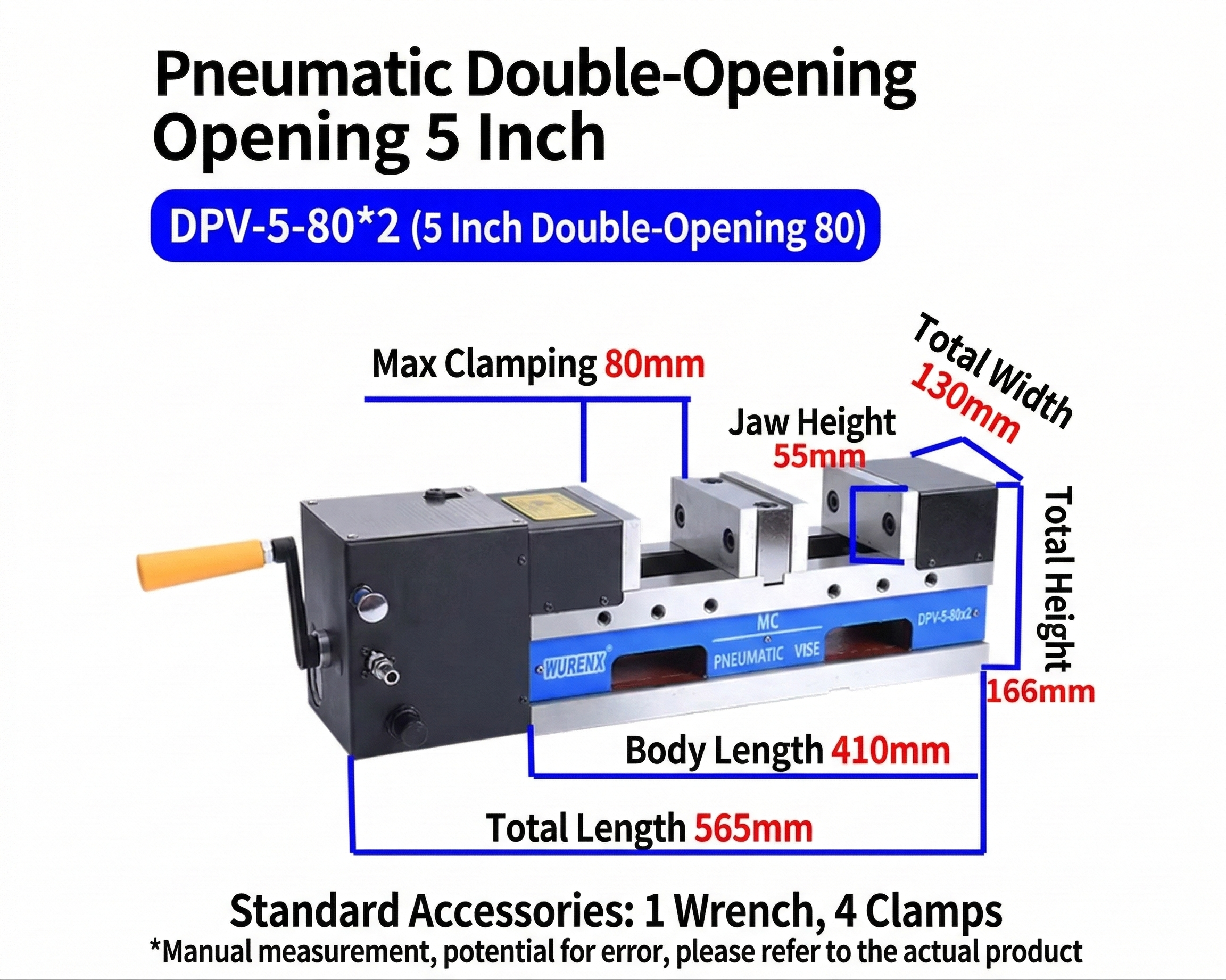 MC Pneumatic-Hydraulic Vise High Precision Flat-nose Vise CNC Machining Center 5/6/8 Inch Hydraulic Double Opening Bench Vise
