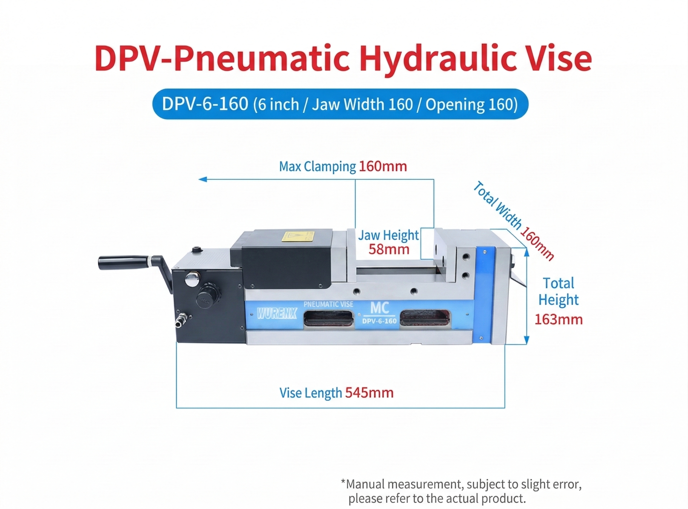 MC Pneumatic-Hydraulic Vise High Precision Flat-nose Vise CNC Machining Center 5/6/8 Inch Hydraulic Double Opening Bench Vise