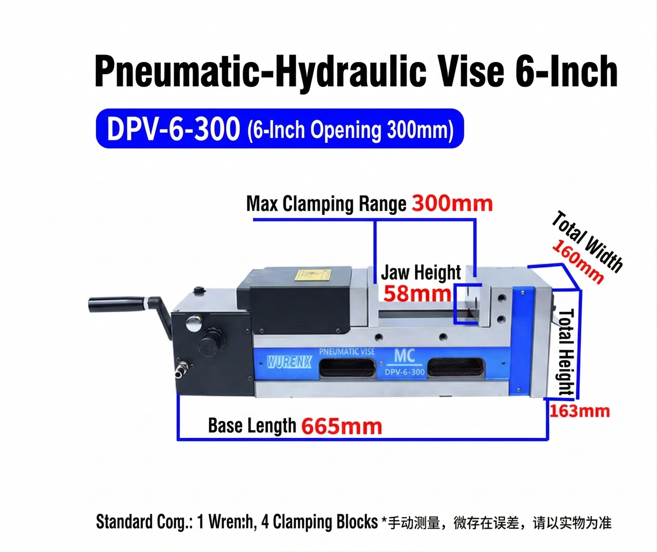 MC Pneumatic-Hydraulic Vise High Precision Flat-nose Vise CNC Machining Center 5/6/8 Inch Hydraulic Double Opening Bench Vise
