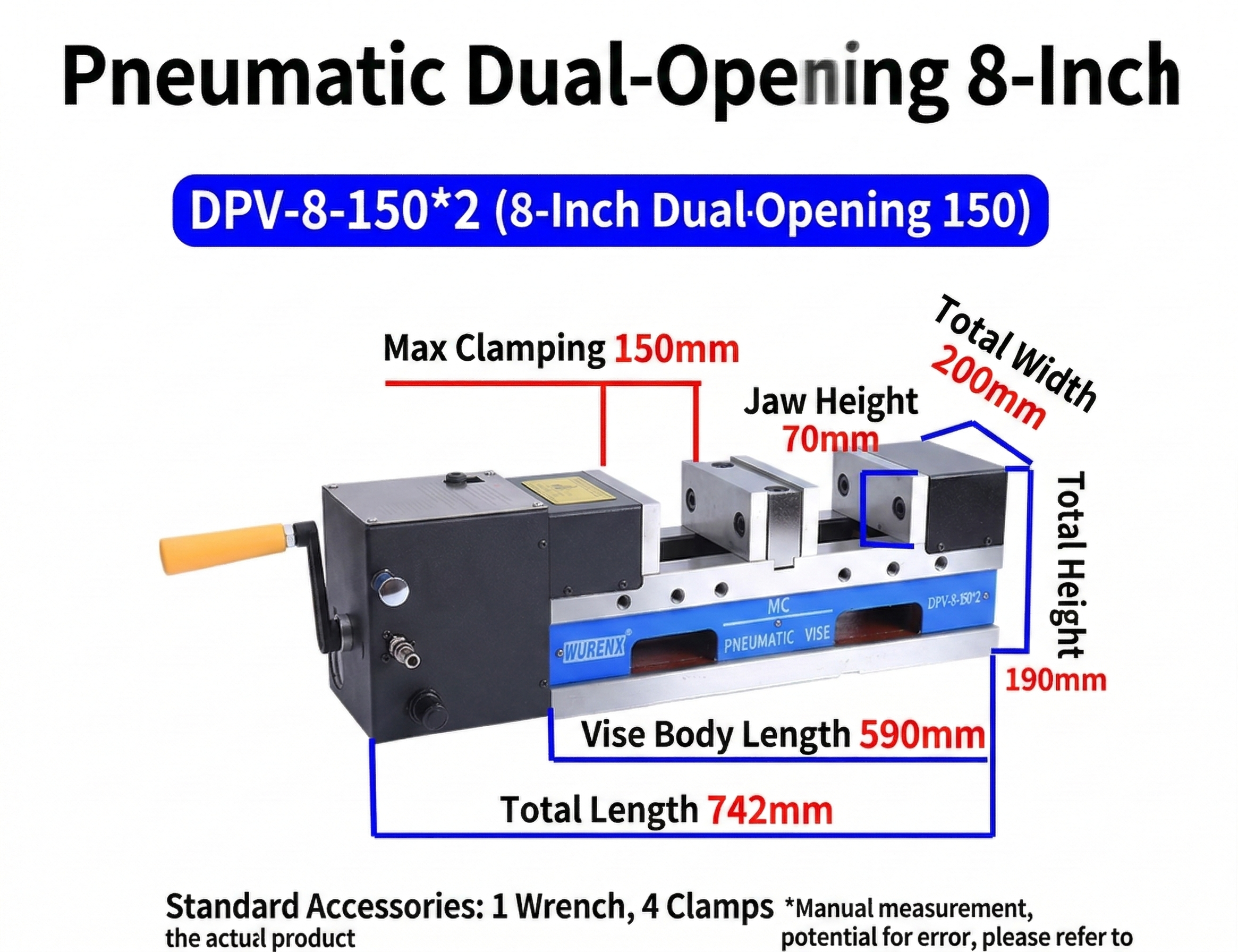 MC Pneumatic-Hydraulic Vise High Precision Flat-nose Vise CNC Machining Center 5/6/8 Inch Hydraulic Double Opening Bench Vise