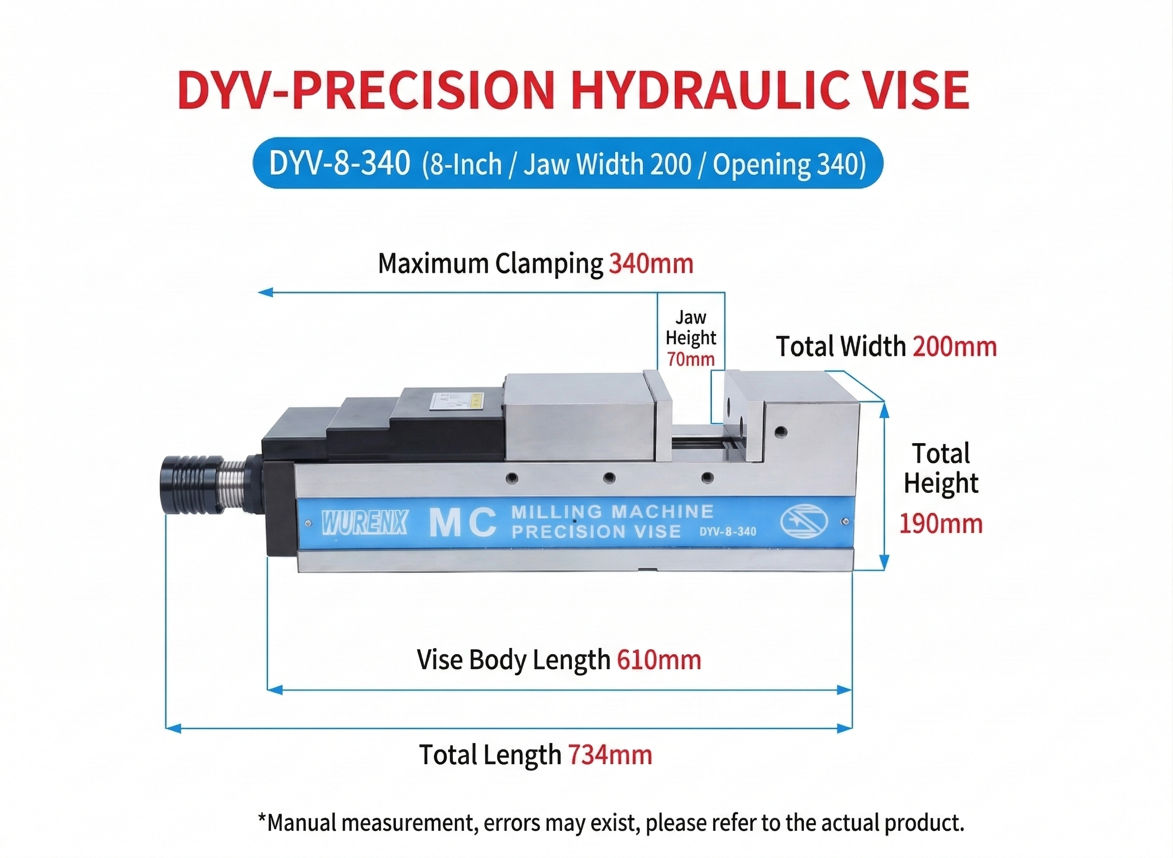 High Precision MC Hydraulic Vise 5/6/8 Inch For CNC Machining Center Mechanical Force-Multiplying Pneumatic Machine Vise