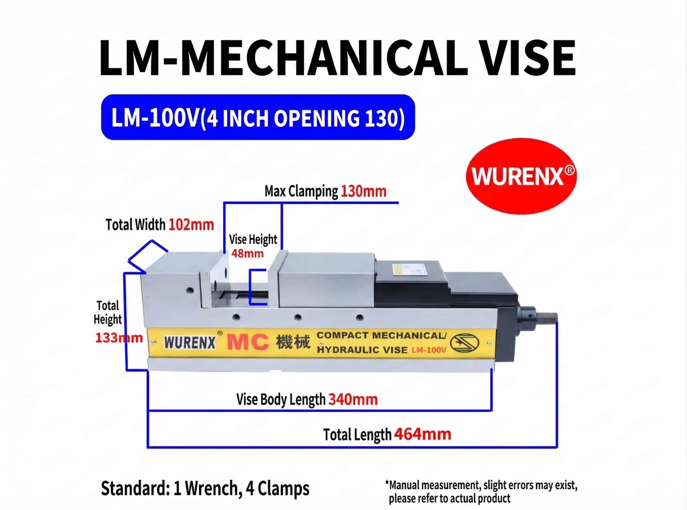 "MC Series Angle-Lock Precision Machinery and Bi-Directional Mechanical Vices - 4/ 5/ 6/ 8inch"