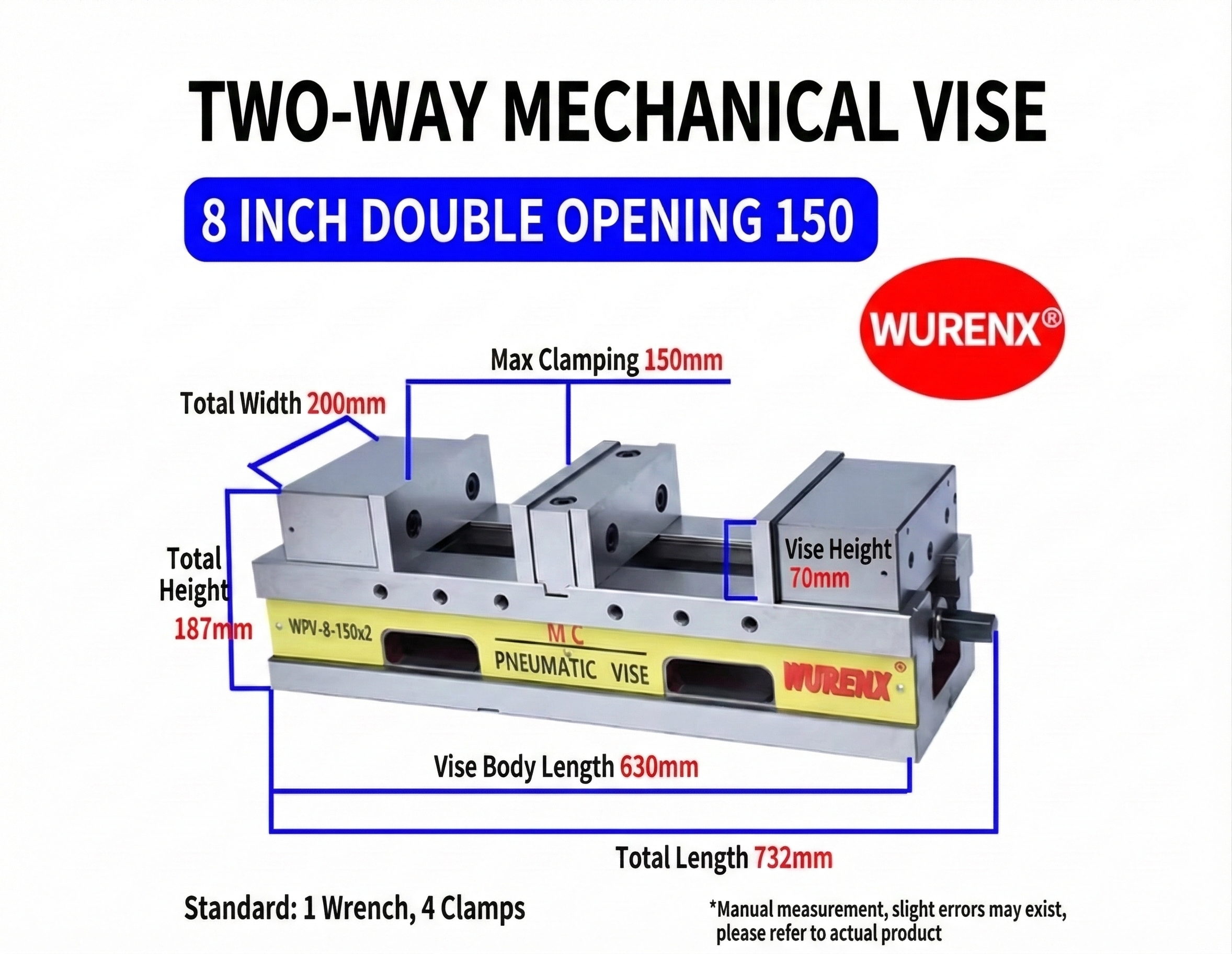 "MC Series Angle-Lock Precision Machinery and Bi-Directional Mechanical Vices - 4/ 5/ 6/ 8inch"