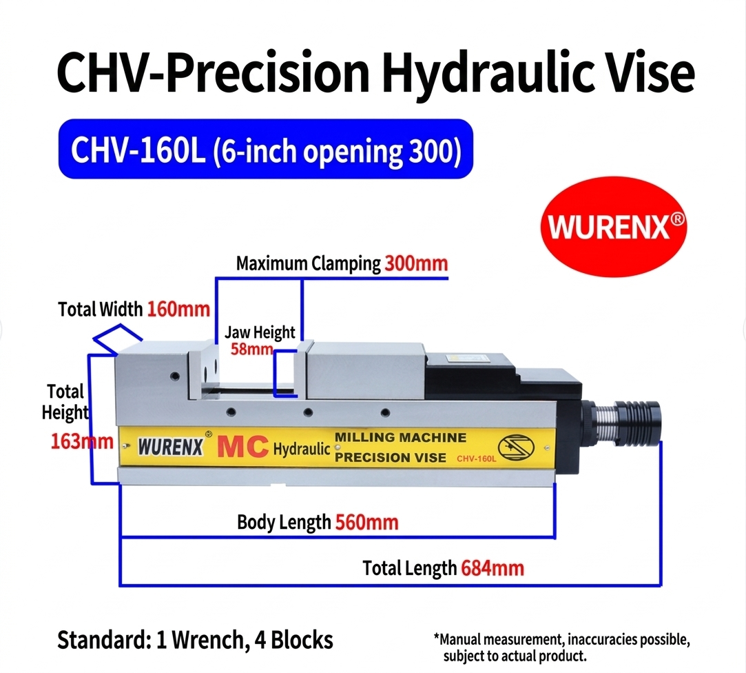 MC Precision Hydraulic Vise for CNC Machining Centers, 4/5/6/8 Inch Power-Multiplier Angle-Lock Machine Vise