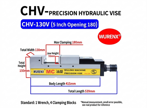 MC Precision Hydraulic Vise for CNC Machining Centers, 4/5/6/8 Inch Power-Multiplier Angle-Lock Machine Vise